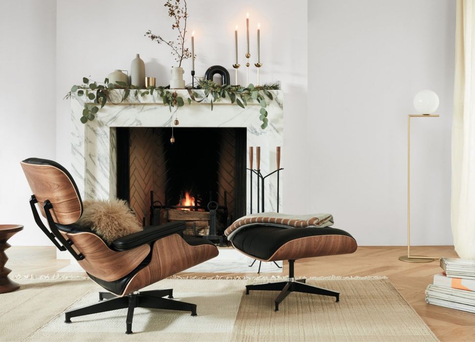 Cadeirão "Eames Lounge" - Pele genuína, Novo - Cadeira Poltrona Chaise