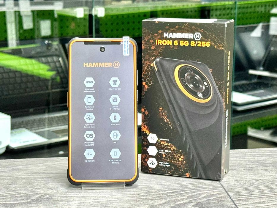 НОВИЙ!!! БРОНЬОВАНИЙ Смартфон HAMMER IRON 6 5G 8/256Gb HS2514 Orange