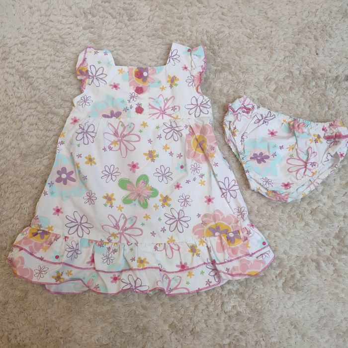 Sukienka i majtki 80-86 biała w kwiaty