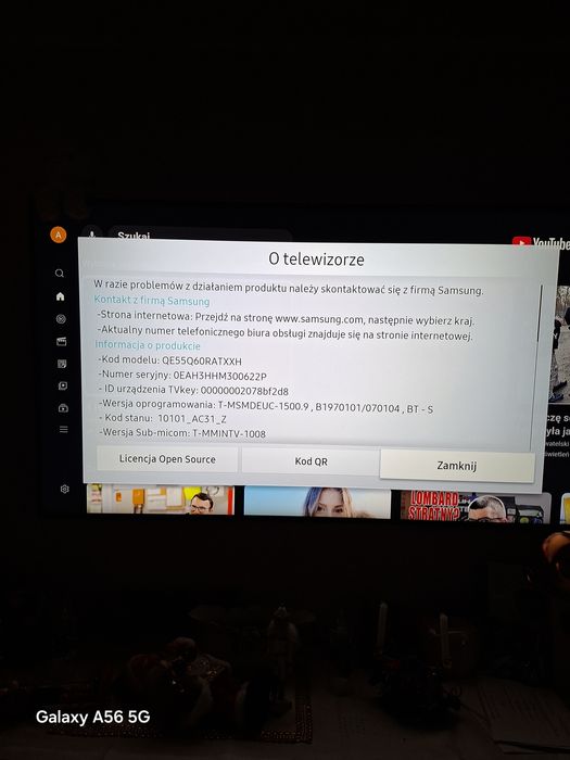 Sprzedam telewizor QLED SMART TV Samsung 55 cali.