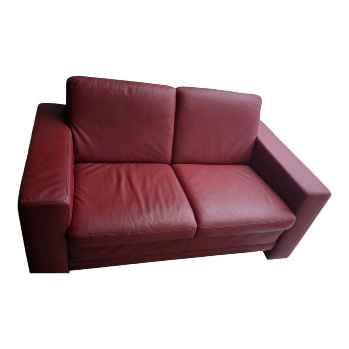 Komplet 2x  Kanapa(sofa) Skórzana Naturalna Czerwona (185cm i 155cm)