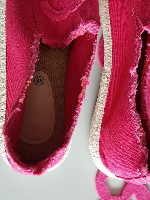Espadryle jak nowe amarantowe, r. 38