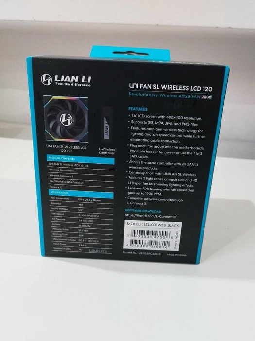 Lian Li UNI FAN SL Wireless LCD 120 Reverse Blade 12 cm Czarny 3 szt.