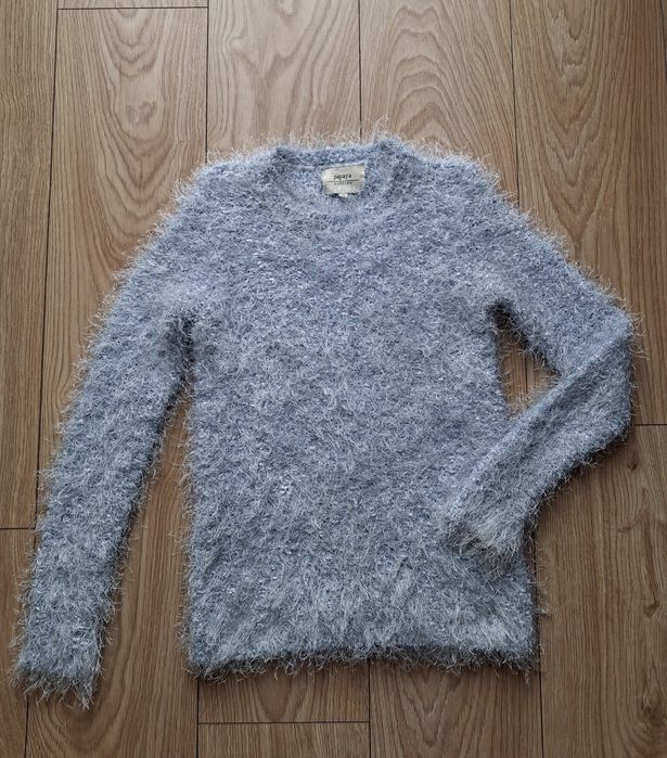 Sweter damski młodzieżowy 34 X S 36 S błękitny włochaty