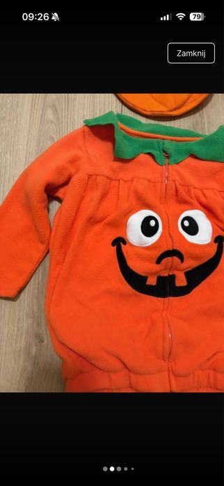 Kostium/ przebranie dynia halloween z beretem 3-4 lata