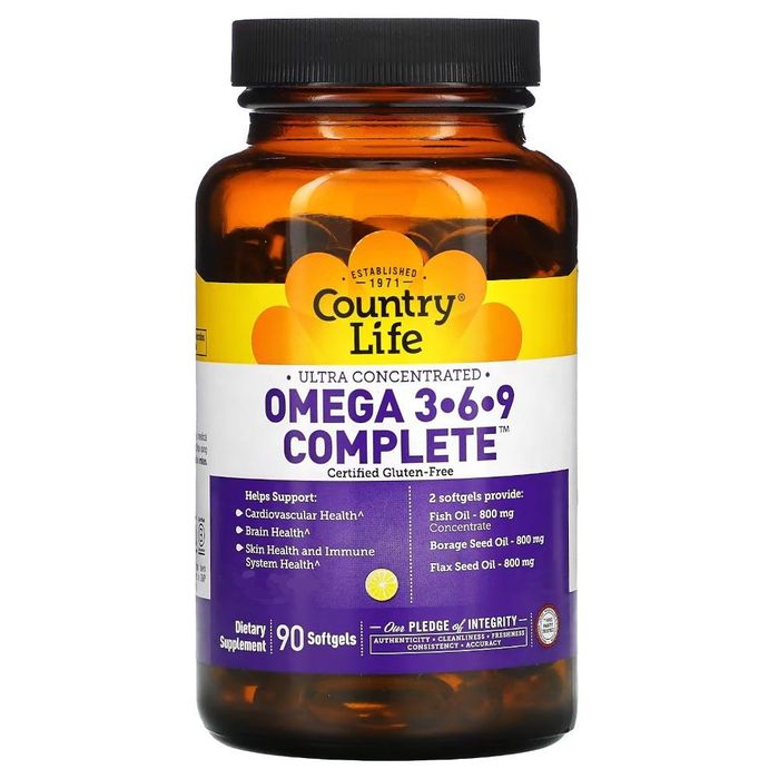 Жирні кислоти Country Life Omega 369 Complete, 90 капсул 950 грн