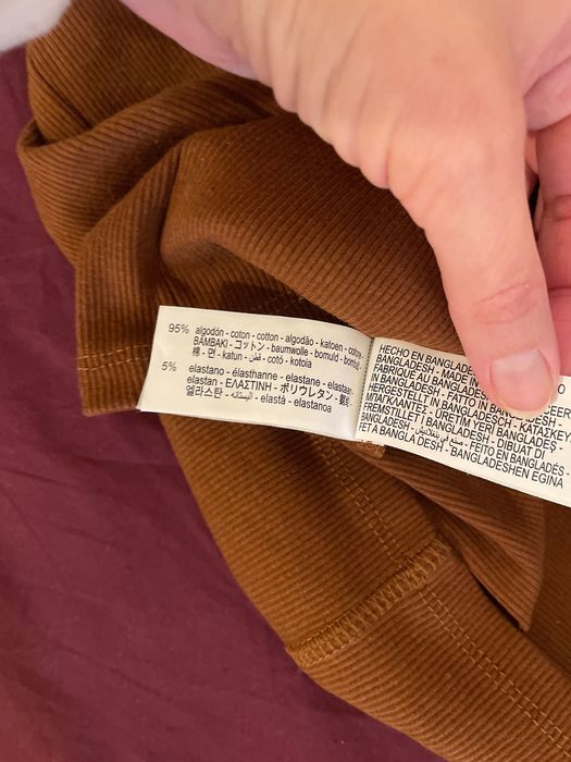 Zara brązowa bokserka minimalizm prążkowana tobacco