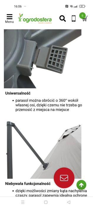 Parasol ogrodowy 3x3 szary