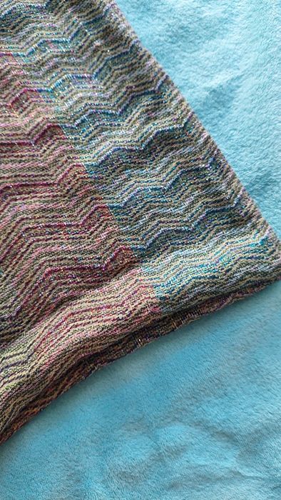 Szal, paszmina rudozielony z nitką srebrną