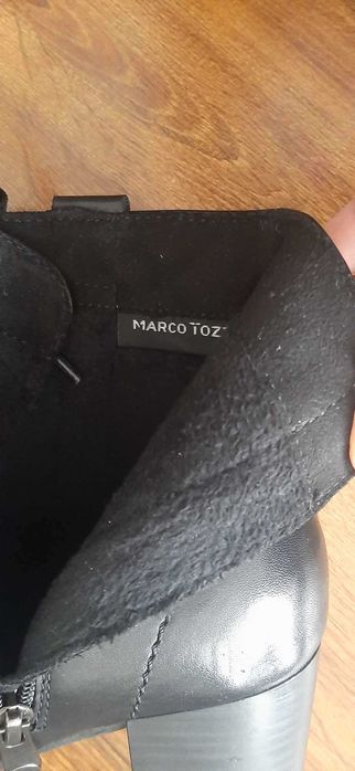 czarne skórzane botki Marco Tozzi