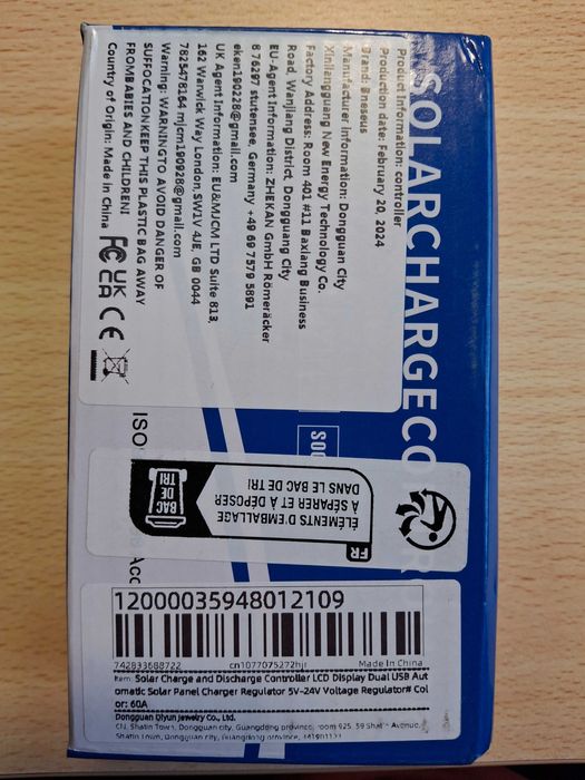 Controlador energia de
painel solar de 12V/24V - 60A