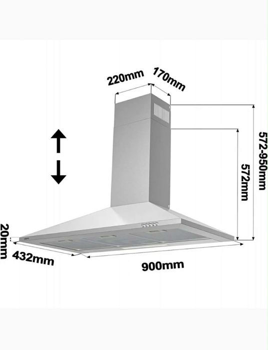 Okap ścienny Ciarra CBCS9201 90 cm Okap kuchenny A++ 370 m³/h Srebrny