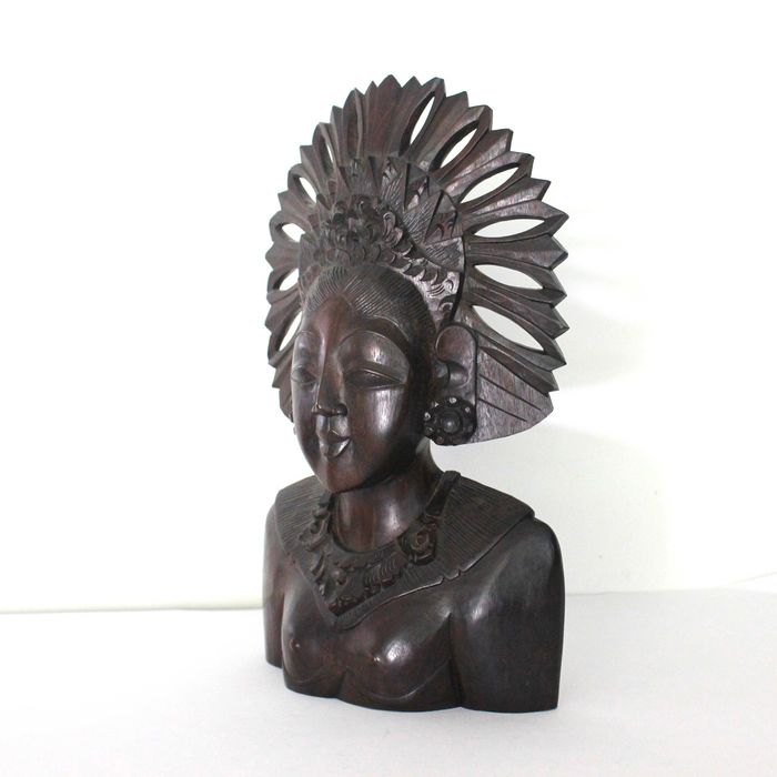 Escultura Ébano - Busto Bailarina Bali