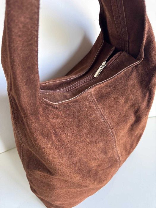 Torebka czekoladowa duża skóra skórzana brązowa worek Lorenzo Paris
