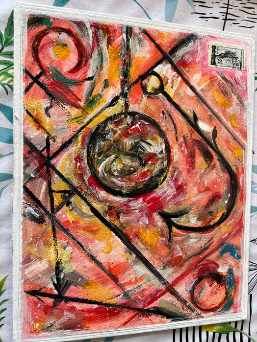 Original pintura abstrato arte pobre reciclagem feito a mao vice versa