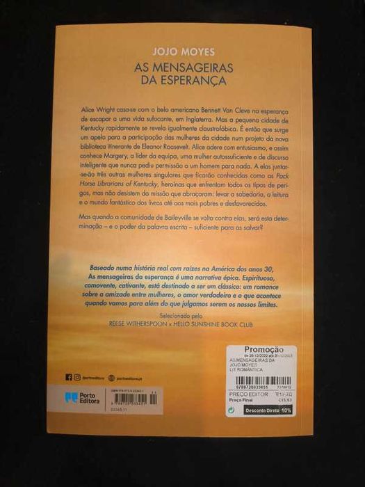 Livro "As Mensageiras da Esperança" de Jojo Moyes