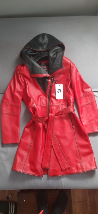 PŁASZCZ SKÓRZANY (skóra naturalna) czerwony size 44