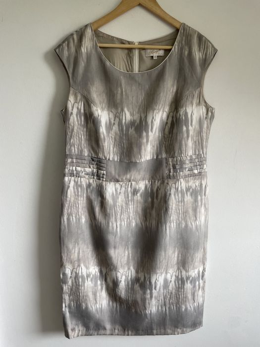 Duzy rozmiar 46 elegancka klasyczna sukienka cieniowana