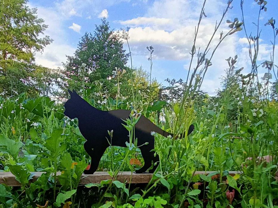 Kot 5 Rysiek Metalowa ozdoba dekoracyjna do ogrodu Czarna