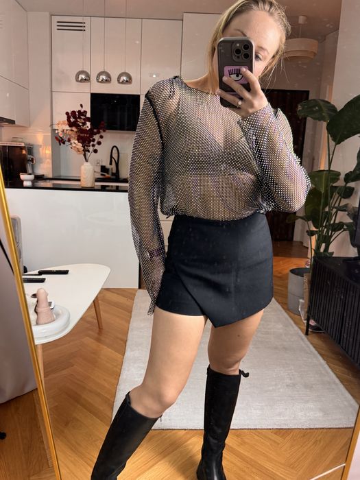 Spódnico spodenki asymetryczne czarne stylowe blogerskie zara