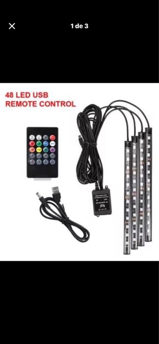 Leds varias cores com comando USB e isqueiro