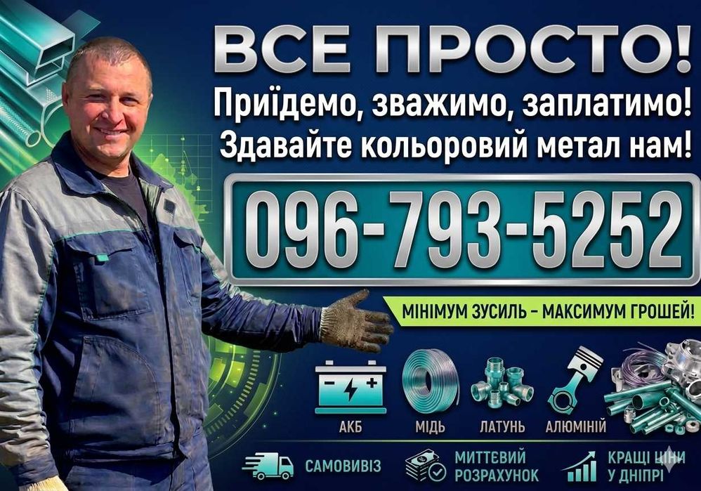 ДОРОГО‼️Прием металлолома, металобрухту, метал: Медь, Латунь, Алюминий. Самовывоз и Демонтаж
