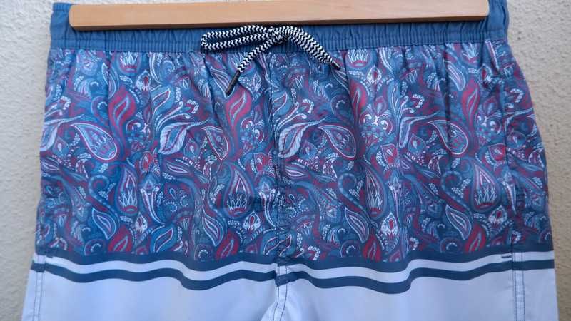 Calçao Fato Banho Surf Azul Branco - Homem