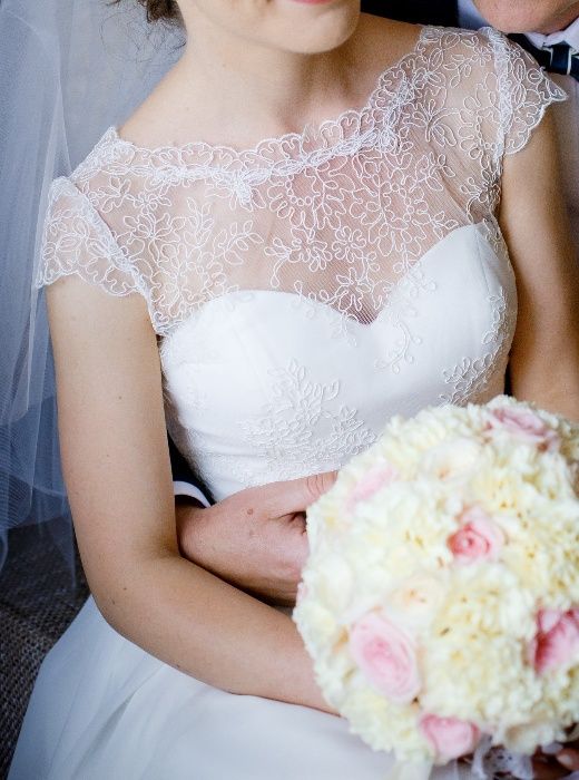 suknia ślubna 34 36 koronka muślin salon