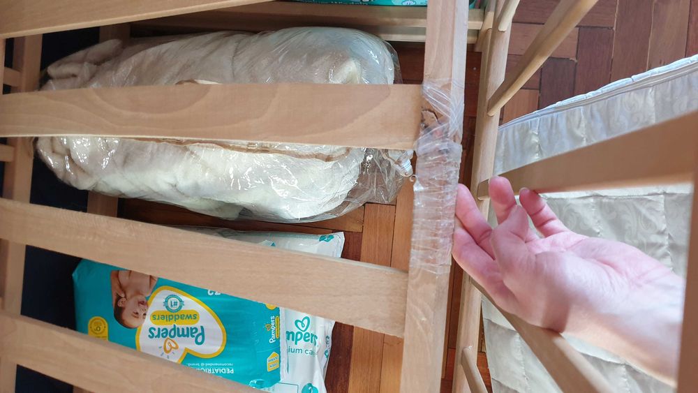 Дитяча кроватка з маятником + ортопедичний матрац з кокосовою основою