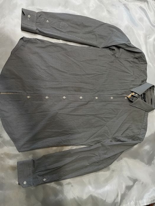 Мужская рубашка клетчатая серая черная белая Stvdio Jeff Banks Slim Fit