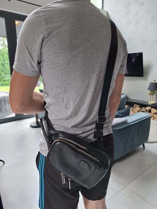 firmowa męska torba saszetka naramienna skóra, Kazar