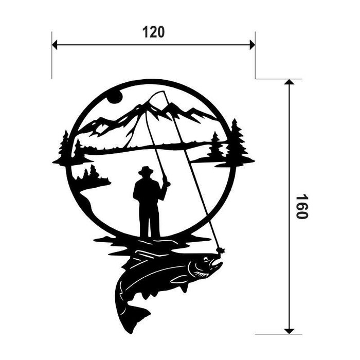 Naklejka WĘDKARZ RYBA - 16x12cm - na telefon, laptop, samochód