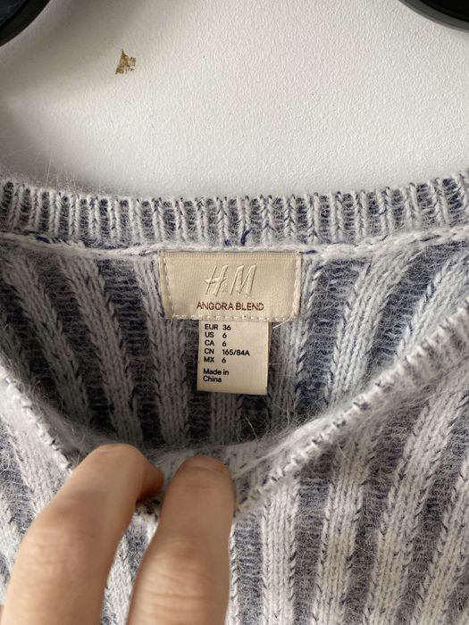 H&M angora blend puszysty miękki sweter welna prążek