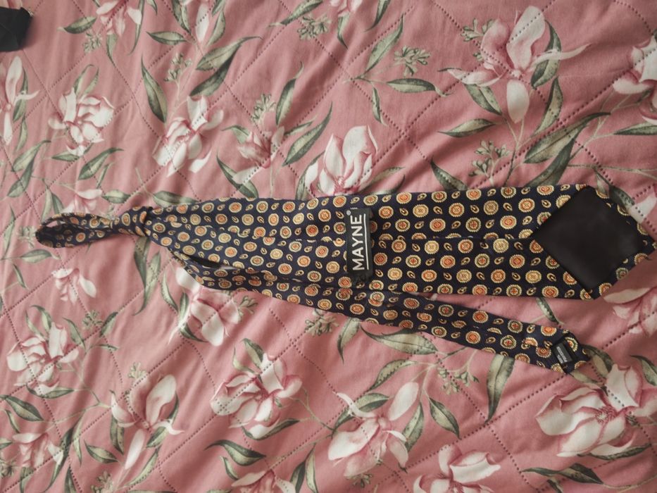 Elegancki krawat wzór paisley Mayne szeroki 10cm Silk tie
