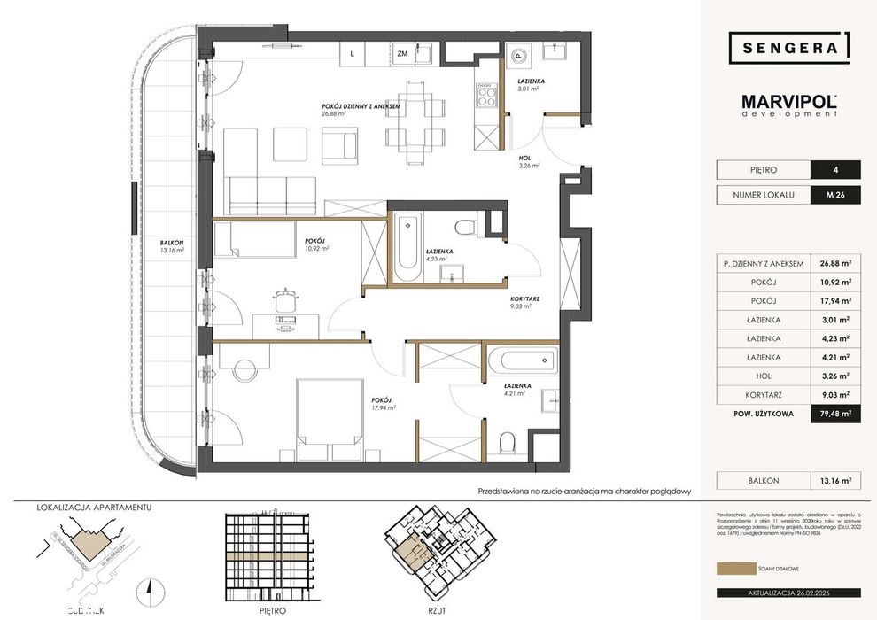 3-pokojowe mieszkanie 79m2 + balkon