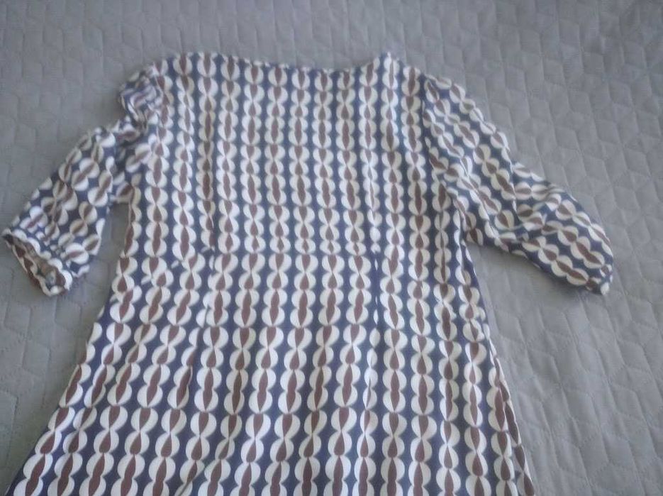 Sukienka ciążowa retro lata 50/60. geometryczna granatowa - L/XL
