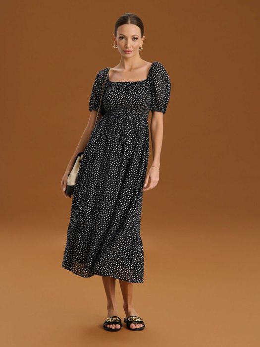 Nowa Długa sukienka w kropki maxi