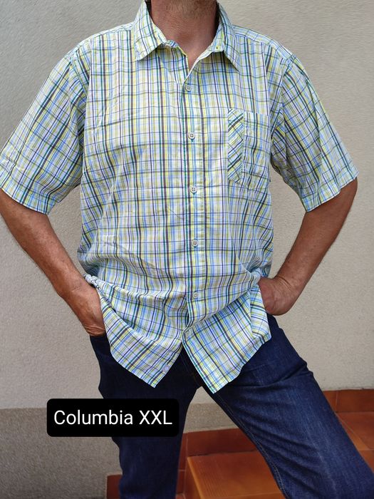 Koszula męska Columbia XXL krótki rękaw bawełniana XXL w kratę