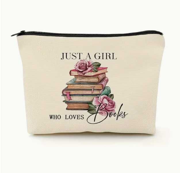 Kosmetyczna Saszetka Etui Torebka motyw Książki Książek Lekka Zgrabna