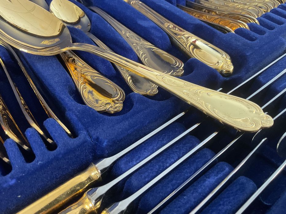 Serviço talher Solingen 68 peças banho de ouro 24 kilates