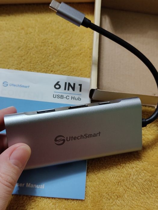 Adapter Hub USB C Przejściówka 6 w 1 HDMI LAN USB 3.0
