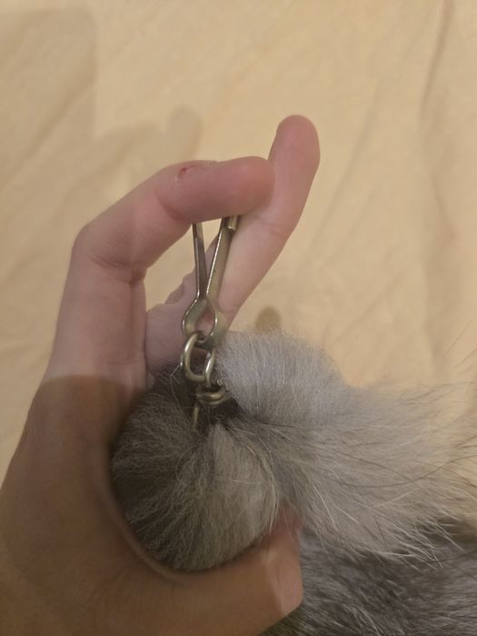 Srebrny ogon lisa brelok bardzo duży