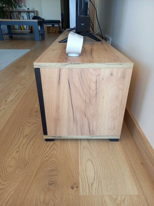 Stojąca Szafka RTV pod TV  Komoda Czarna Dąb Craft 200 cm szerokość - stan BDB