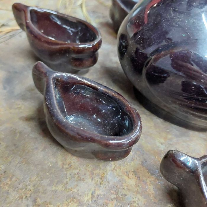 Zestaw porcelana antyk PRL KACZKA + filiżanki