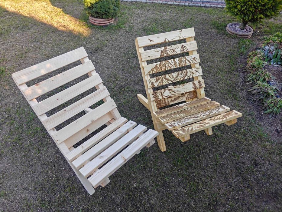 Leżak Krzesło ogrodowe drewniane składane Grawerowane wysyłka w cenie