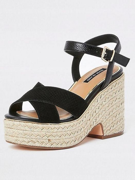 Damskie espadryle czarne klasyczne koturna 40 2bia