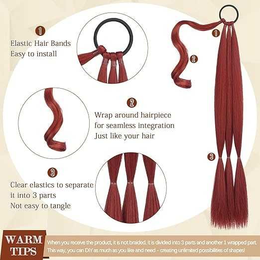 Dopinka do włosów z gumką do włosów, 76 cm kolor miedziany