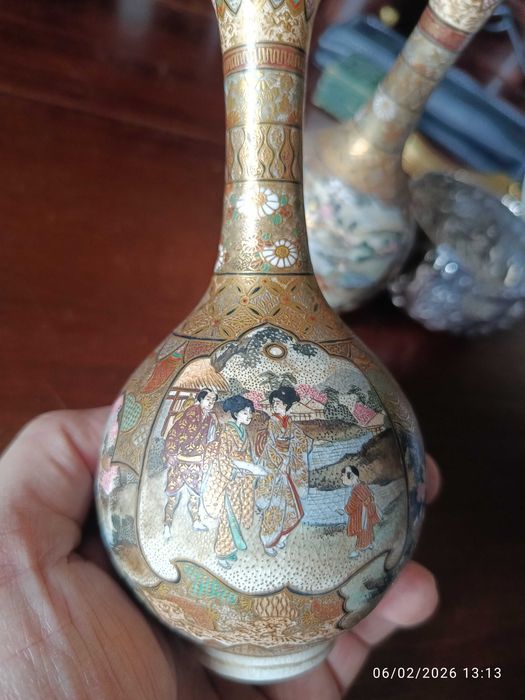 Jarras Vasos Cerâmica Japonesa Séc XIX 16 cm Assinadas Hatorri Zo