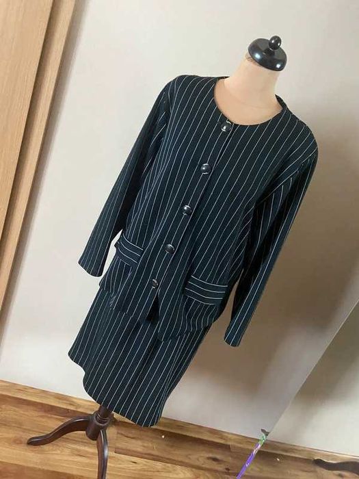 Komplet spodnica sweter zakiet paski real vintage lata 80 90
