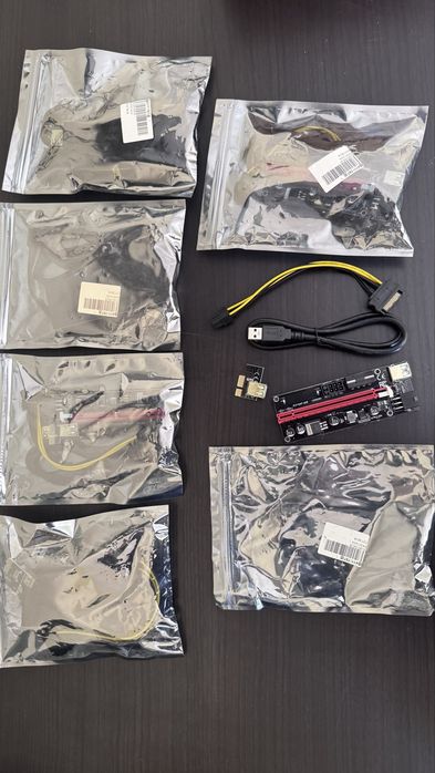 6x Kit Riser PCIe para x16 USB 3.0 para Mineração GPU